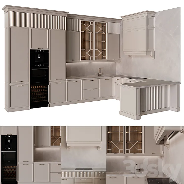 Neoclassical kitchen 34 3DS Max Model