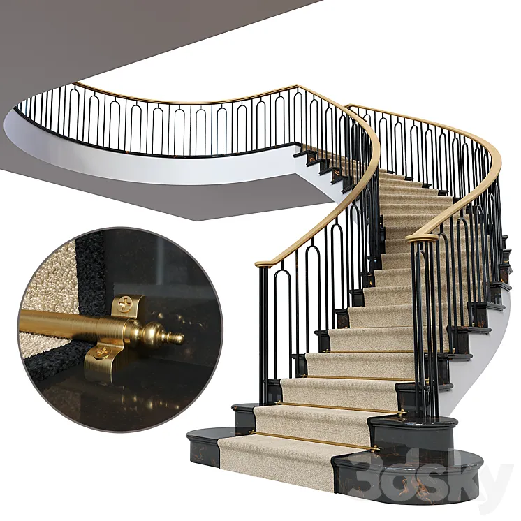 Neoclassical staircase 2 3DS Max