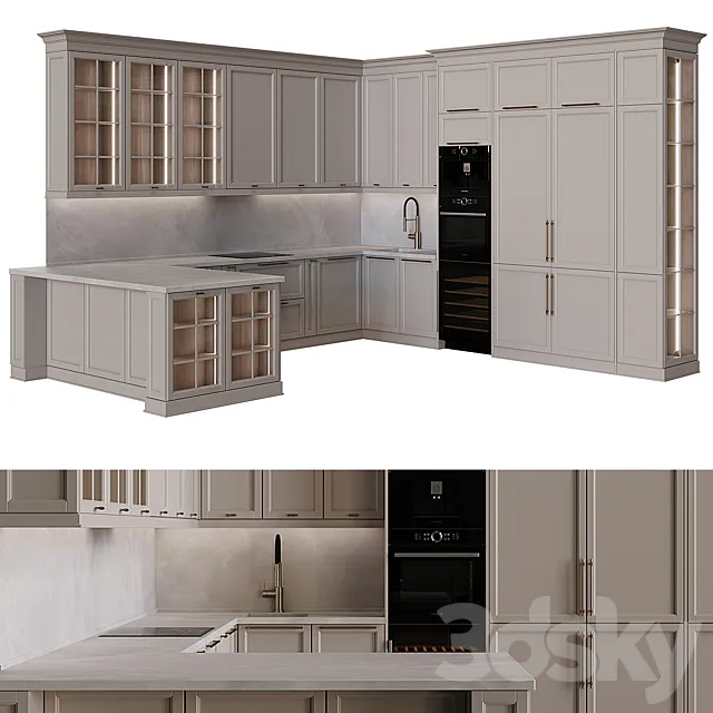 Neoclassical style kitchen 55 3ds Max