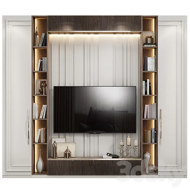 Neoclassical TV wall 019 3ds Max