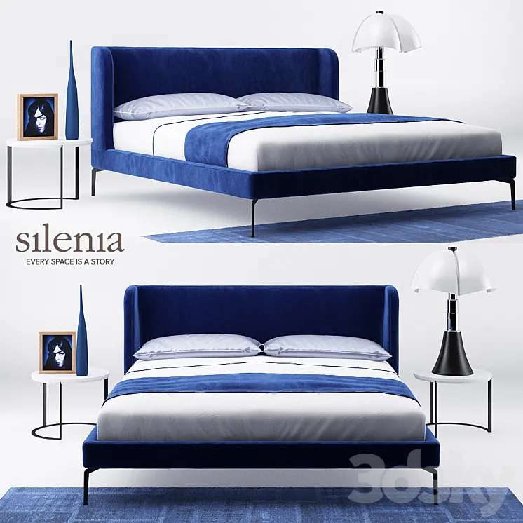 Neocon bed and Zero marble table – Silenia 3DS Max