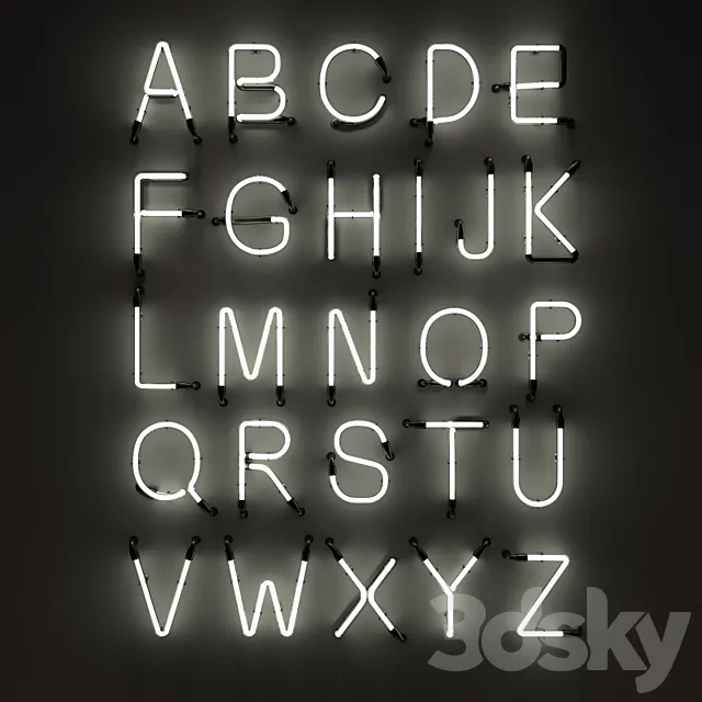 Neon Letters Neon Type Font 2 3dsMax Model