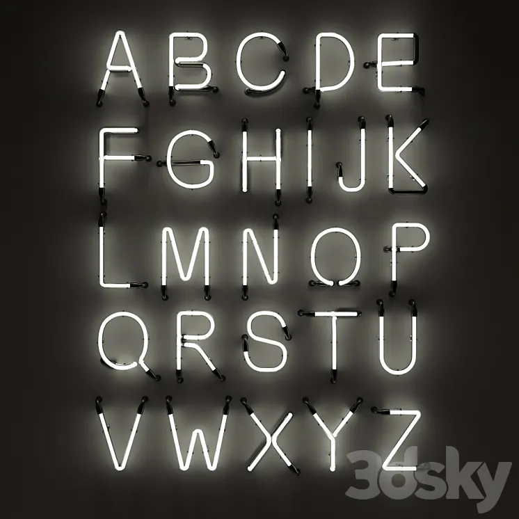 Neon Letters Neon Type Font 2 3DS Max Model