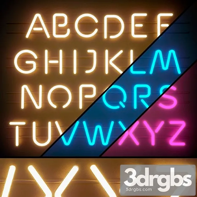 Neon Light modules. set 06. neon alphabet 3dsmax Download
