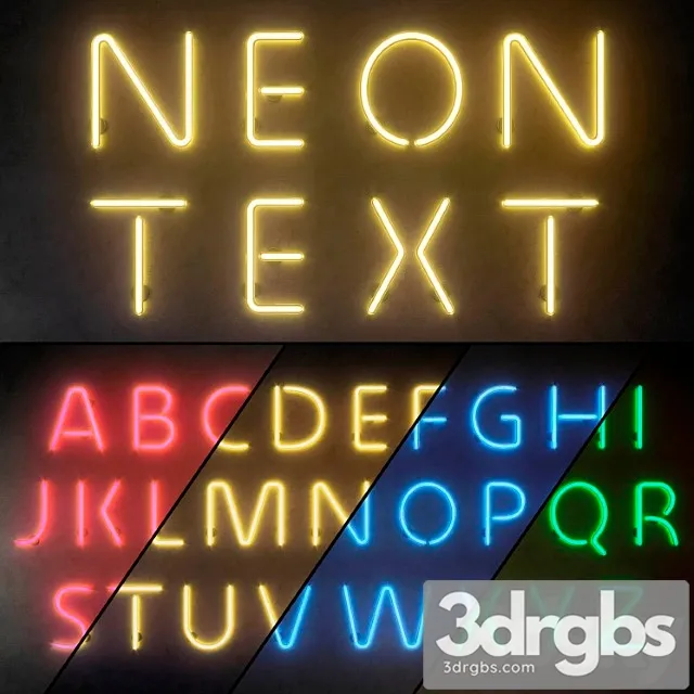 Neon Light modules. set 10. neon alphabet 3dsmax Download