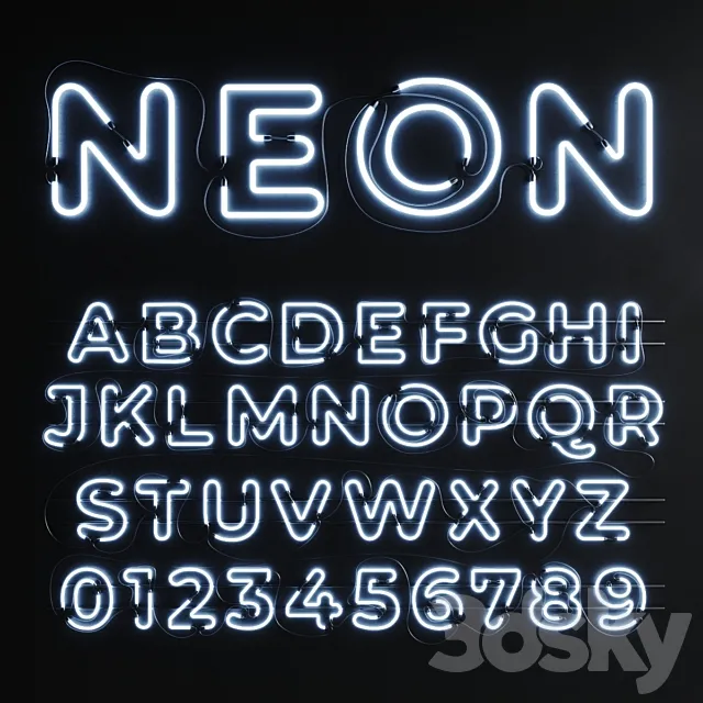 Neon Set 012 Neon Alphabet 3ds Max