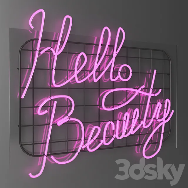 Neon sign – Hello beauty 3DS Max Model