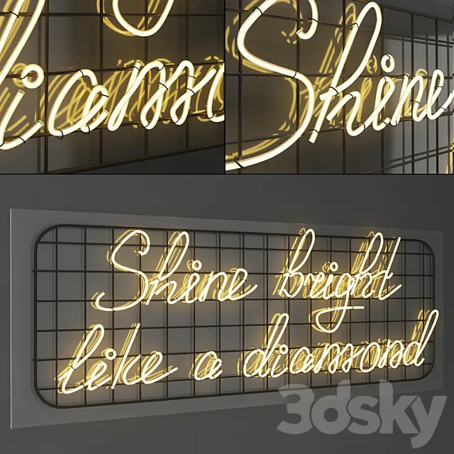 Neon sign – Shine bright like a diamond 3DS Max Model