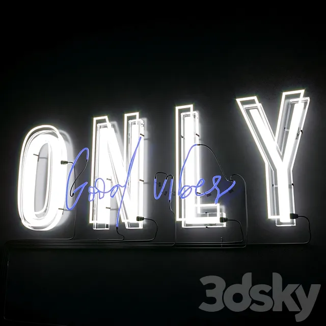 Neon Text 05 Good Vibes 3DSMax File