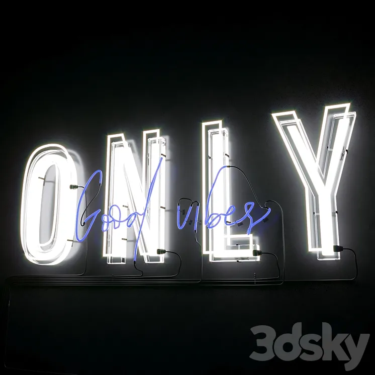 Neon Text 05 Good Vibes 3DS Max Model