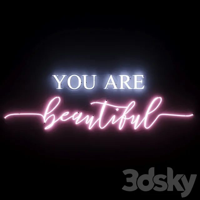 Neon Text 05 You Are Beautiful 3DSMax File