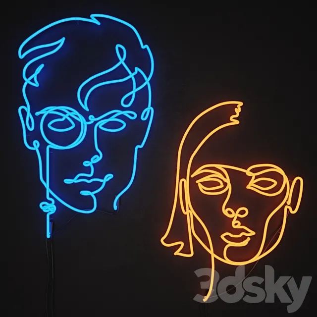 neon_set_01 man & woman 3DS Max Model