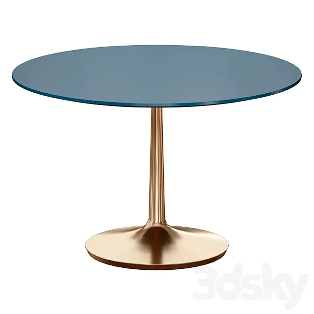 Nero 48 “Blue Lacquer Dining Table with Brass Base (Crate and Barrel) 3DS Max Model