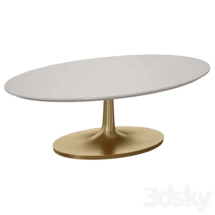 Nero White Marble Oval Coffee Table (Crate and Barrel) 3DS Max