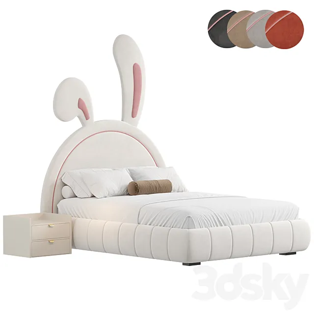 Nettie Microfiber Leather Rabbit Shaped Bed Frame 3ds Max