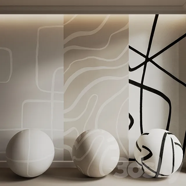 Neutral Abstract Wallpaper Set 3DS Max Model