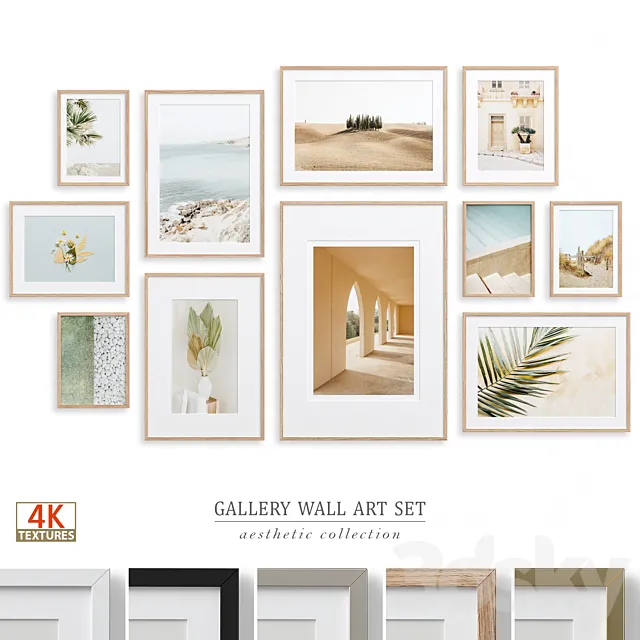 Neutral Photo Gallery Wall Art Set-90 3ds Max