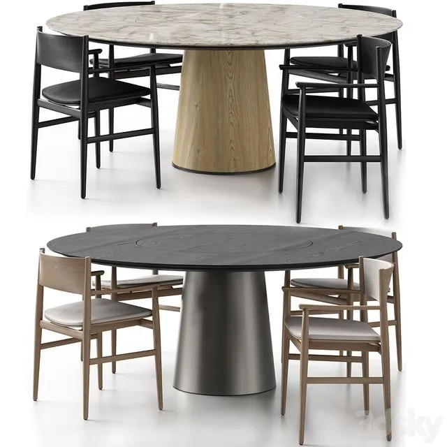 Neve chair with handles and Materic table by Porro 3dsMax Model
