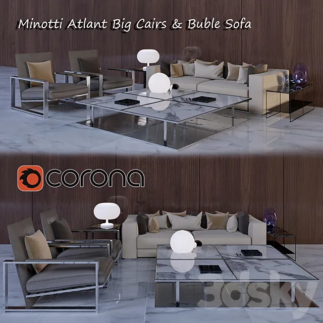 New Italian sets sofa and chair 3DS Max Model