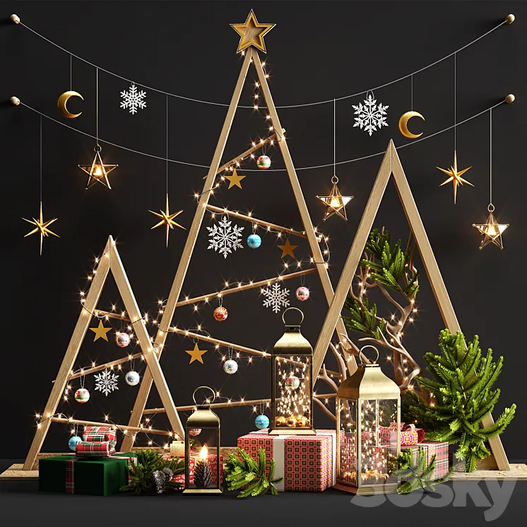 New year decorative set 2 3DS Max