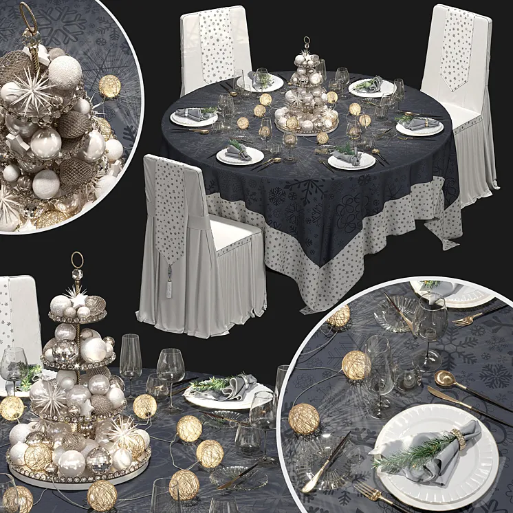 New Year's banquet set. 3DS Max