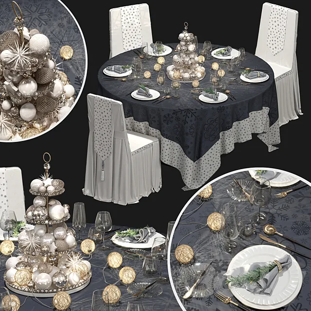 New Year’s banquet set. 3DSMax File