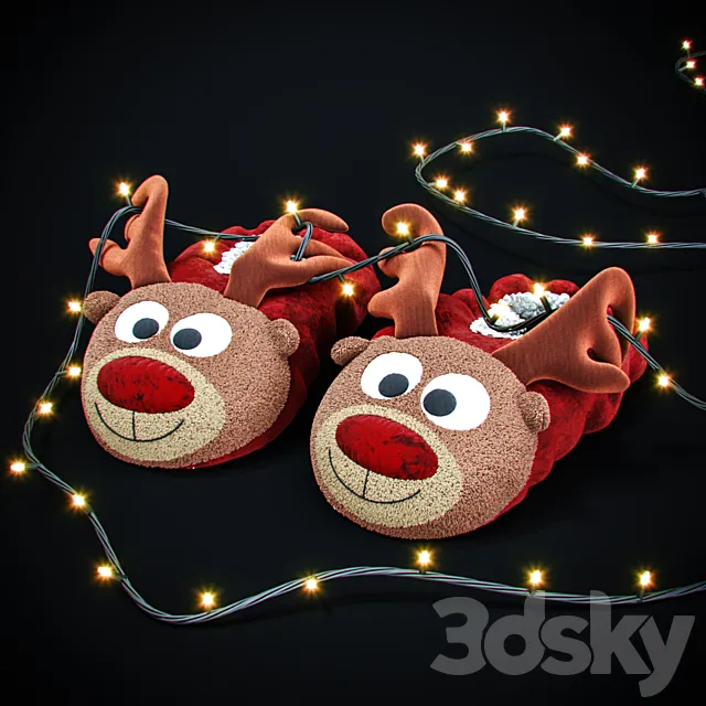 New Year’s slippers “Deer of Santa Claus” 3DSMax File