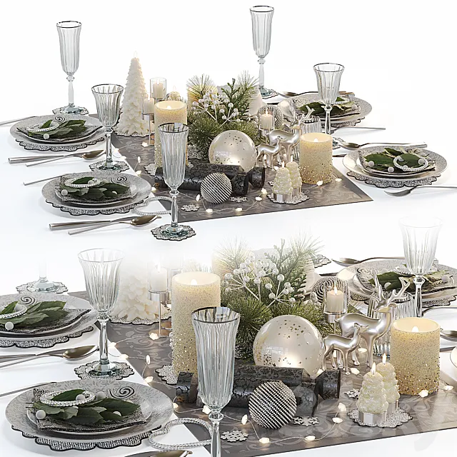 New Year’s table setting 3ds Max