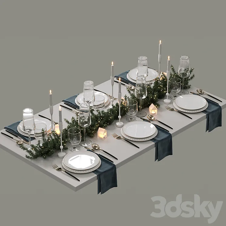 New Year's table setting 3DS Max