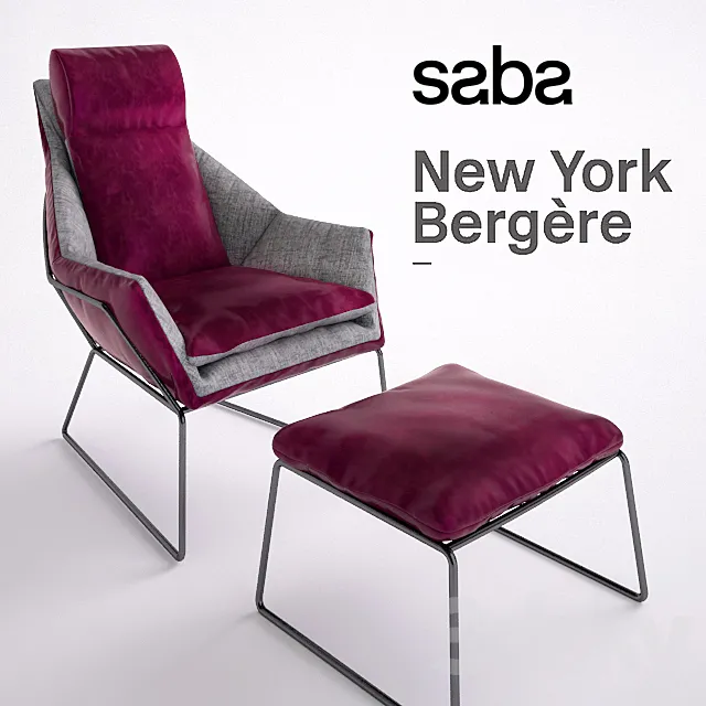 New York Bergere by Saba Italia – Armchair and Pouf 3DSMax File