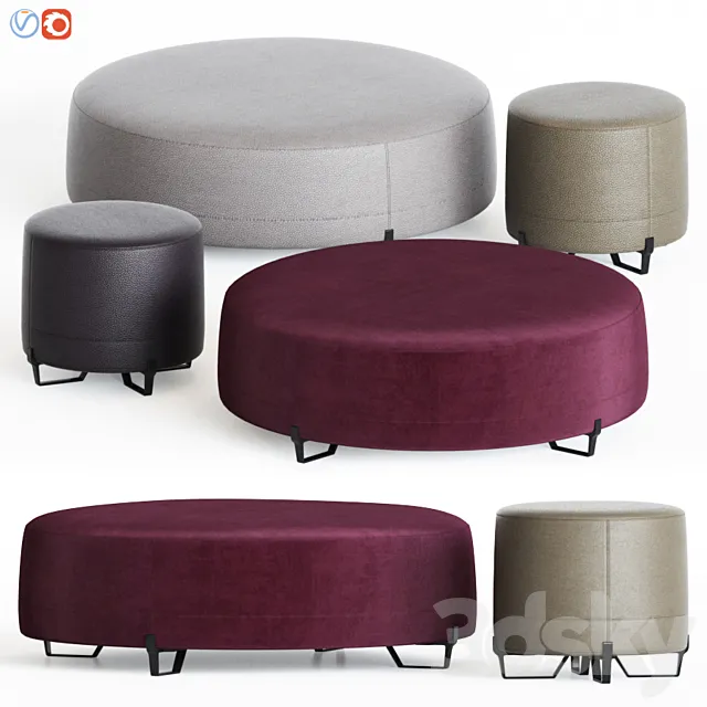 New York Round Poufs Poliform 3dsMax Model