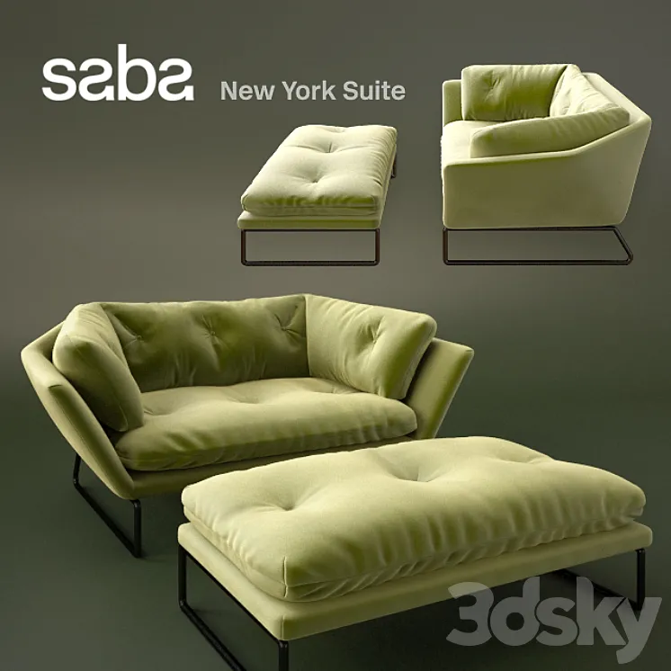 New York Suite by Saba Italia – 1 Seater & Ottoman 3DS Max