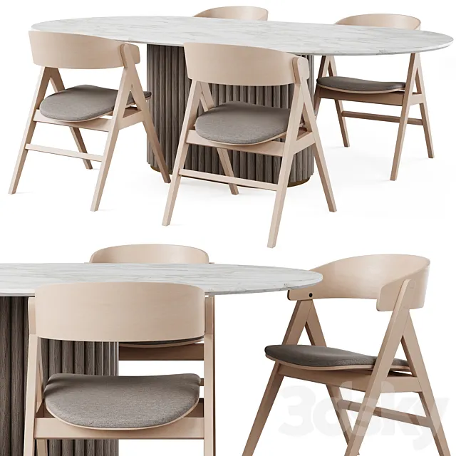 NEWMAN Dining Table and WATERTON Chair 3ds Max
