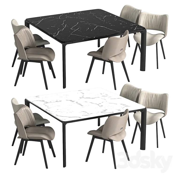 Nice Leather Chair and Homey Square Table 3DS Max Model