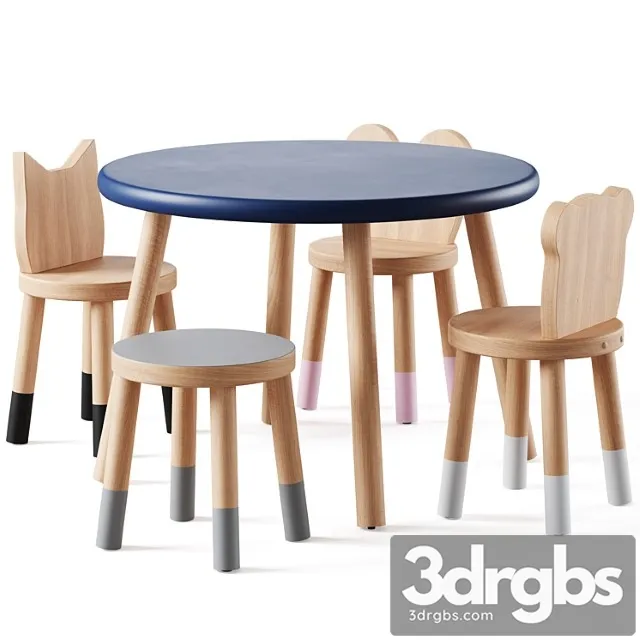 Nico & yeye round kids table and chairs by pottery barn 2 3dsmax Download