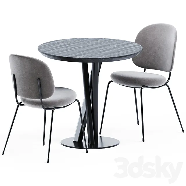 Niels Table D80 by TrabA & Industry Dining Chair by Stellar Works 3DS Max Model