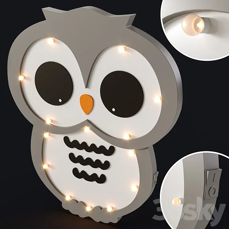 “Nightlight for the childrens “”Owl””” 3DS Max