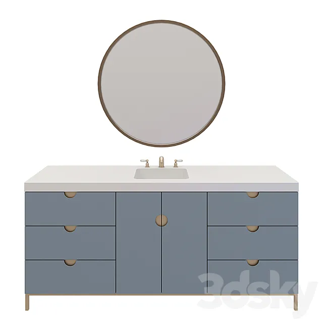 Nightstand rod washbasin with mirror 3ds Max