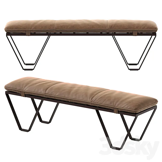 Nik Leather Bench 3ds Max