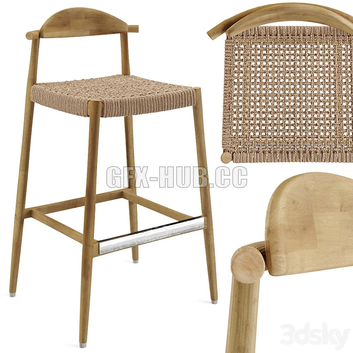 Nina Bar Stool seat76 3dsMax Model