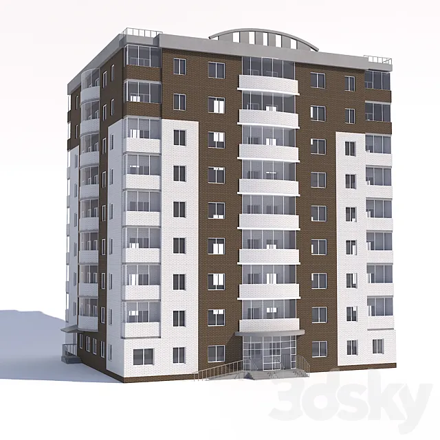 Nine-storey apartment building 3ds Max