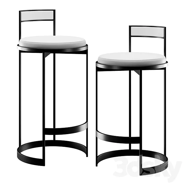 Nobi Swivel Bar Stool With White Leather Seat By Powell 3ds Max