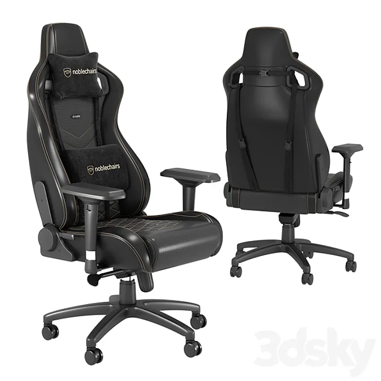 Noblechairs Epic Black \/ Gold Gaming Chair 3DS Max
