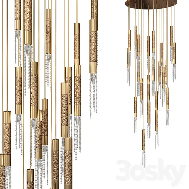 Nodes 8 Light Linear Chandelier 3DS Max Model