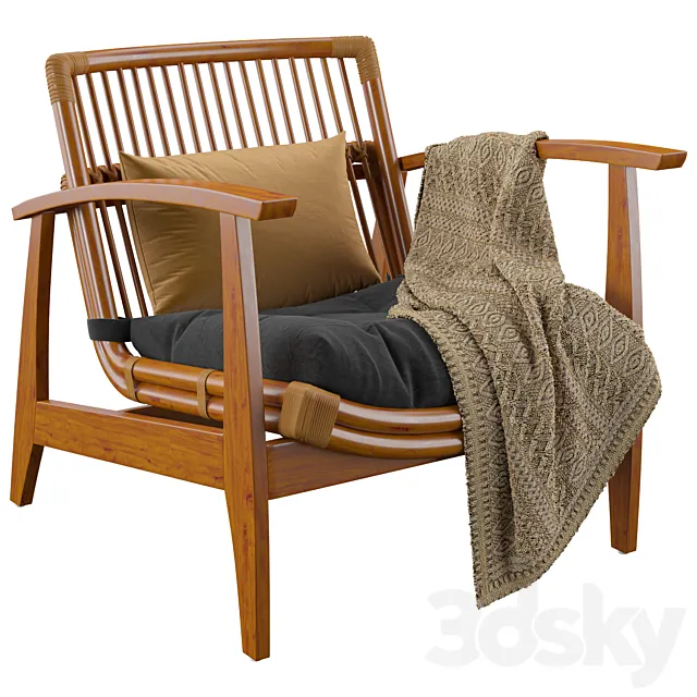 Noelie rattan lounge chair with cushion 3dsMax Model