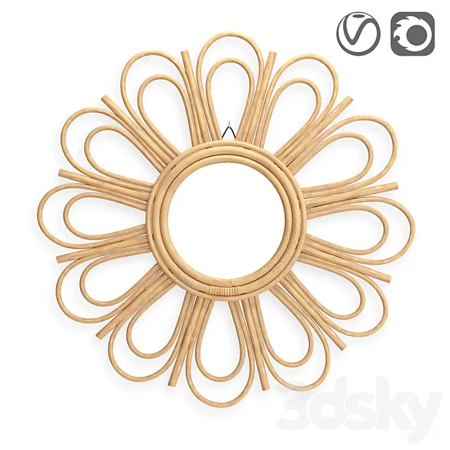 Nogu Chamomile Shaped Rattan Mirror 3ds Max