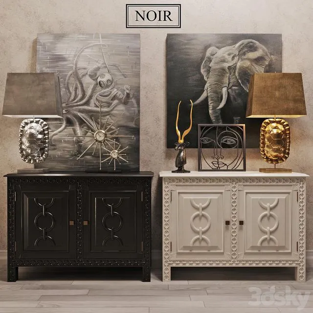 NOIR Athos Buffet Black & White 3dsMax Model