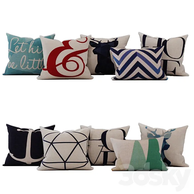 Nordic Design Pillow Cases 3ds Max