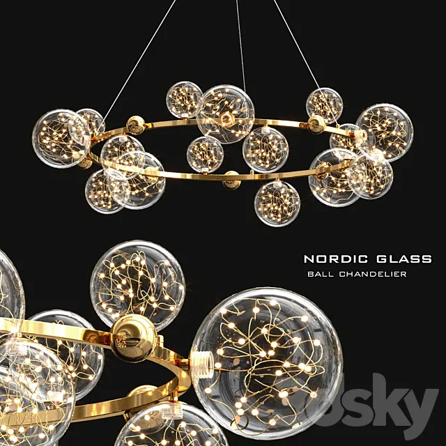 Nordic glass ball chandelier 3ds Max