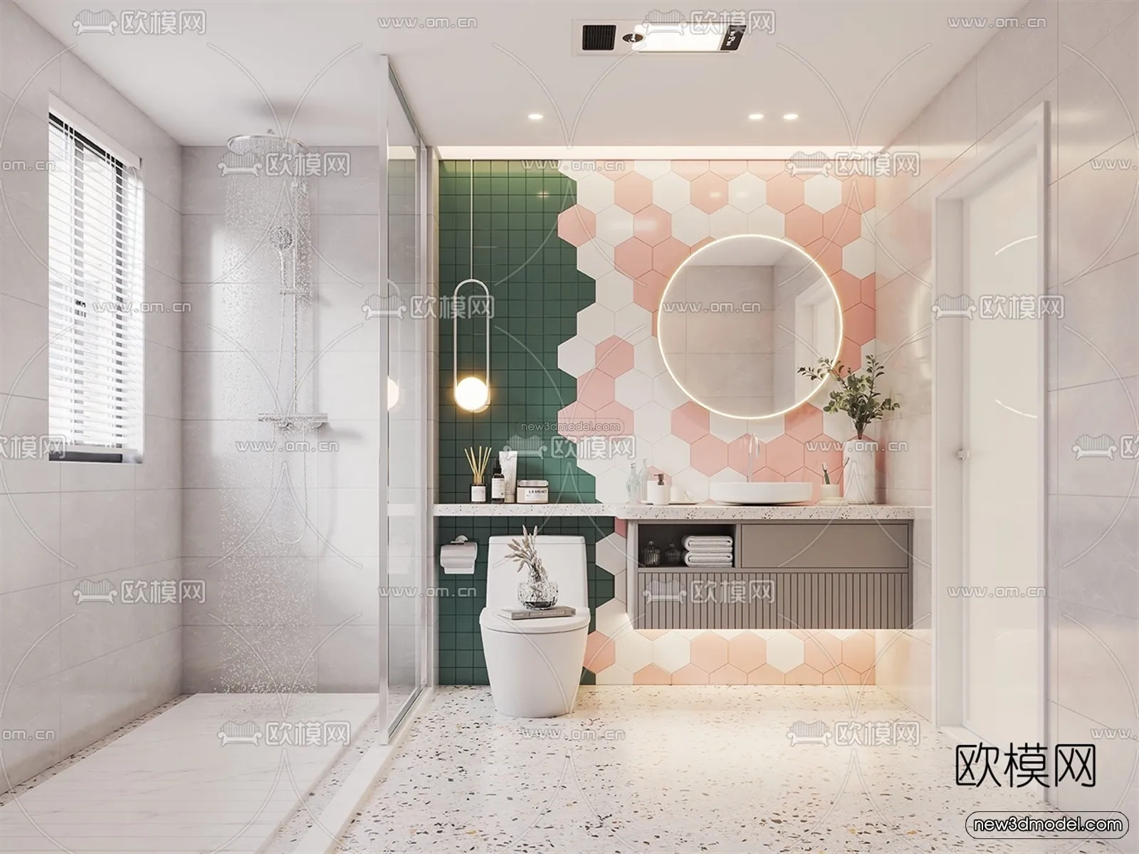Nordic Style Interior 3D Blocks – Bathroom 3D Model – 503 – VRAY